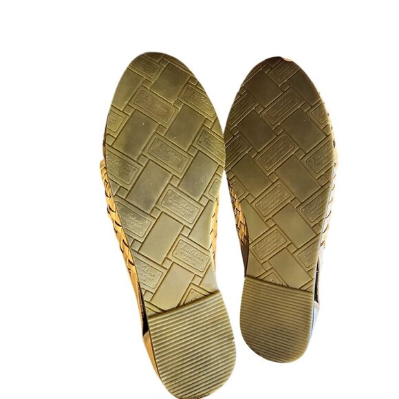 Sam Edelman Leather Woven Flat Tan 9.5 Neutral Minimalist Boho Indie Folk Chic - Picture 7 of 11